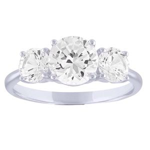 Sterling Silver (925) Lab Created White Sapphire 3-Stone Ring (NWOT) (Size: 7)